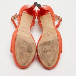 Jimmy Choo Orange Suede Ankle Strap Sandals Size 35.5