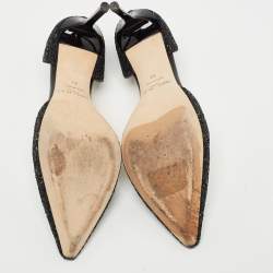 Pre Owned Jimmy Choo Black Glitter Logan Pointed Toe Pumps Size 39