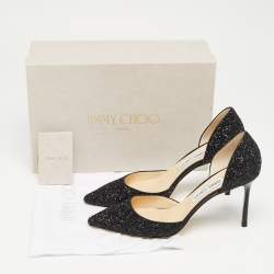 Pre Owned Jimmy Choo Black Glitter Logan Pointed Toe Pumps Size 39