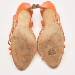 Jimmy Choo Orange Leather Samoa Sandals Size 39.5