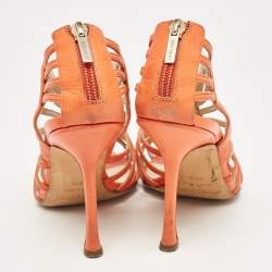 Jimmy Choo Orange Leather Samoa Sandals Size 39.5