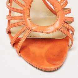 Jimmy Choo Orange Leather Samoa Sandals Size 39.5