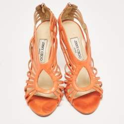 Jimmy Choo Orange Leather Samoa Sandals Size 39.5