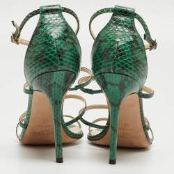 Jimmy Choo Green Embossed Snakeskin Dori Sandals Size 40