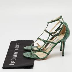 Jimmy Choo Green Embossed Snakeskin Dori Sandals Size 40