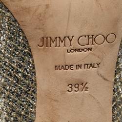 Jimmy Choo Silver/Gold Glitter Fabric Evelyn Pumps Size 39.5