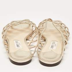 Pre Owned Jimmy Choo Gold Leather Sai Flats Size 41