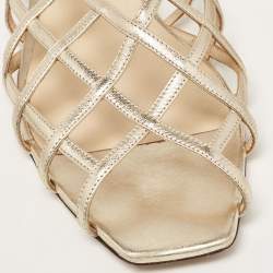 Pre Owned Jimmy Choo Gold Leather Sai Flats Size 41