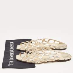 Pre Owned Jimmy Choo Gold Leather Sai Flats Size 41