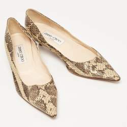 Jimmy Choo Beige/Brown Snakeskin Embossed Leather Anouk Pumps Size 35.5    