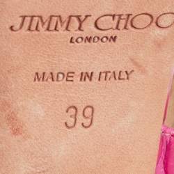 Pre Owned Jimmy Choo Pink Croc Embossed Leather Strappy Lottie Ankle Strap Sandals Size 39