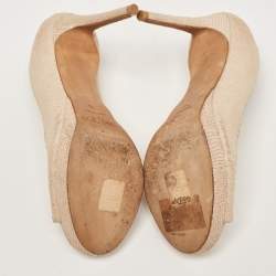 Pre Owned Jimmy Choo Beige Snakeskin Embossed Pumps Size 35