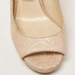 Pre Owned Jimmy Choo Beige Snakeskin Embossed Pumps Size 35