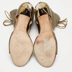 Pre Owned Jimmy Choo Green Leather Lace Up Ankle Boots Size 38