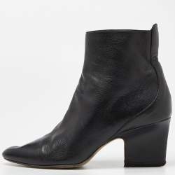 Jimmy Choo Black Leather Ankle Booties Size 38