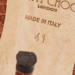 Pre Owned Jimmy Choo Brown Croc Embossed Leather Rav Mules Size 41