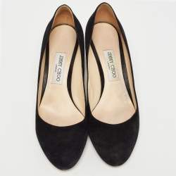 مملوكة مسبقًا Jimmy Choo Black Suede Round Toe Block Heel Pumps Size 41