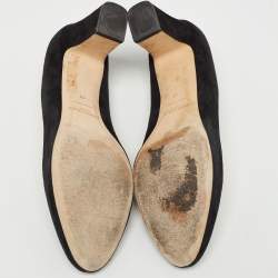 مملوكة مسبقًا Jimmy Choo Black Suede Round Toe Block Heel Pumps Size 41