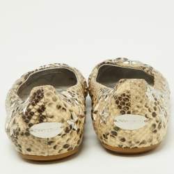 Jimmy Choo Beige Python Embossed Leather Windsor Star Embellished Ballet Flats Size 36