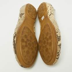 Jimmy Choo Beige Python Embossed Leather Windsor Star Embellished Ballet Flats Size 36
