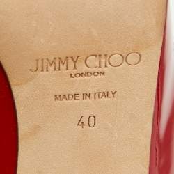 Pre Owned Jimmy Choo Red Patent Bing Mules Size 40