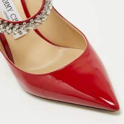 Pre Owned Jimmy Choo Red Patent Bing Mules Size 40