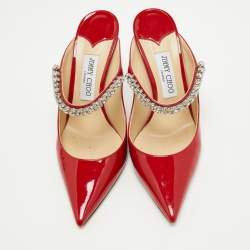 Pre Owned Jimmy Choo Red Patent Bing Mules Size 40