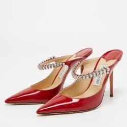 Pre Owned Jimmy Choo Red Patent Bing Mules Size 40