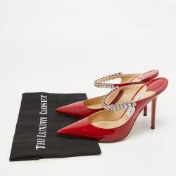 Pre Owned Jimmy Choo Red Patent Bing Mules Size 40