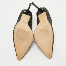 مملوكة مسبقًا Jimmy Choo Black Coarse Glitter Romy Pumps Size 38