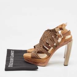 Jimmy Choo Brown Suede and Leather Ankle Strap Sandals Size 41