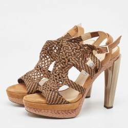 Jimmy Choo Brown Suede and Leather Ankle Strap Sandals Size 41