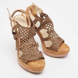 Jimmy Choo Brown Suede and Leather Ankle Strap Sandals Size 41