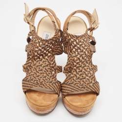 Jimmy Choo Brown Suede and Leather Ankle Strap Sandals Size 41