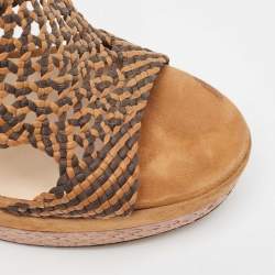 Jimmy Choo Brown Suede and Leather Ankle Strap Sandals Size 41