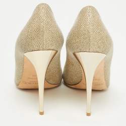 مملوكة مسبقًا Jimmy Choo Gold Lurex Fabric Mamey Pumps Size 40