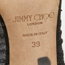 Pre Owned Jimmy Choo Black Glitter Mesh Love Pumps Size 39