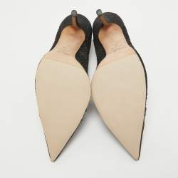 Pre Owned Jimmy Choo Black Glitter Mesh Love Pumps Size 39