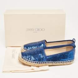 Jimmy Choo Blue Sequins Espadrille Flats Size 36.5