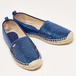 Jimmy Choo Blue Sequins Espadrille Flats Size 36.5
