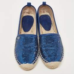 Jimmy Choo Blue Sequins Espadrille Flats Size 36.5