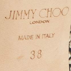 Pre Owned Jimmy Choo Grey/Black Python Embossed Leather Bing Mules Size 38