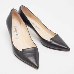 Pre Owned Jimmy Choo Black Leather Allure Pointed Toe Pumps Size 38