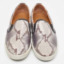 Jimmy Choo Grey Python Embossed Leather Demi Slip On Sneakers Size 40