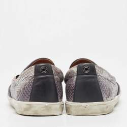Jimmy Choo Grey Python Embossed Leather Demi Slip On Sneakers Size 40