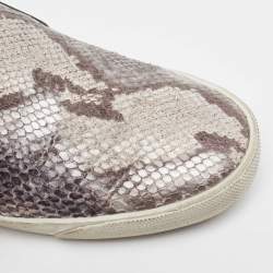 Jimmy Choo Grey Python Embossed Leather Demi Slip On Sneakers Size 40