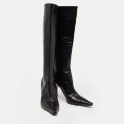 Pre Owned Jimmy  Choo Black Leather Midcalf B0ots Size 40 