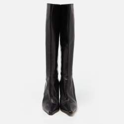 Pre Owned Jimmy  Choo Black Leather Midcalf B0ots Size 40 