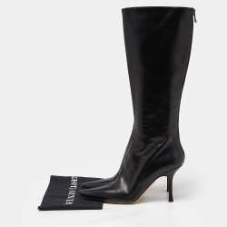Pre Owned Jimmy  Choo Black Leather Midcalf B0ots Size 40 