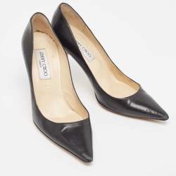 Pre Owned Jimmy Choo Black Leather Love Pumps Size 38